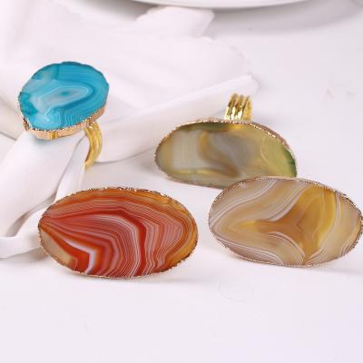 China High end luxury boho agate crystal napkin ring viable Ramadan wedding natural bismillah India Easter passover enameled green resin for sale