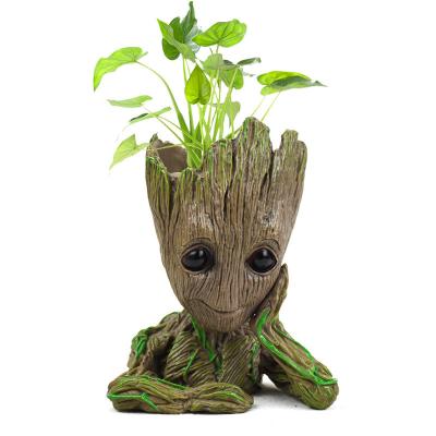 China Eco-friendly Home Decoration Children Figures Tree Man Model Toy Creative Garden Flower Cartoon Planter Pot for sale