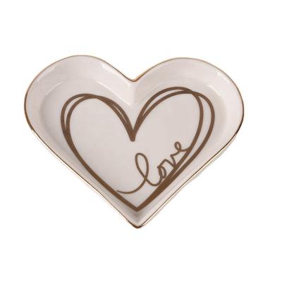 China Ring Holder Ceramic Heart Shape Original Wedding Home Birthday Ring Dish Holder Jewelry Tray Oral Decor Decal 31002 for sale