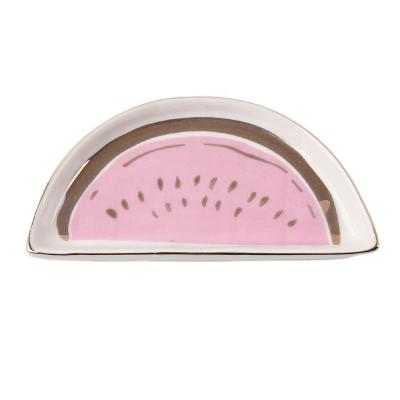 China Ring Holder Watermelon Form Ring Dish Ceramic Trinket Jewelry Tray Oral Ring Holder Decal Shiny 7-10 Days 11.5*6*1.5CM NC ; FUJ 31006 for sale