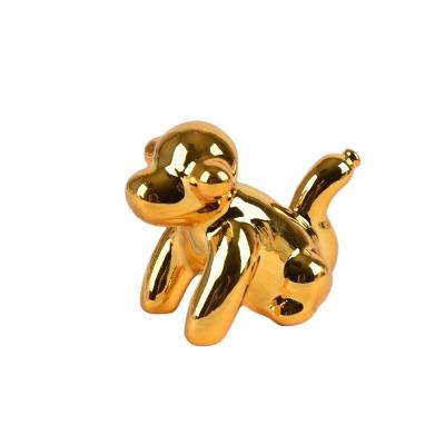 China Art Decor Golden Ceramic Abstract Monkey Figurines Open Animal Sculptures and Statues Art Gift Decorations Handmade Home Decor for sale