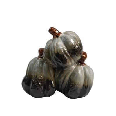 China Ceramic Pumpkin Decor Customized Harvest Festival Porcelain Electroplating Pumpkin Ornaments Indoor Outdoor Ceramic Pumpkin Crafts For Halloween Decor for sale