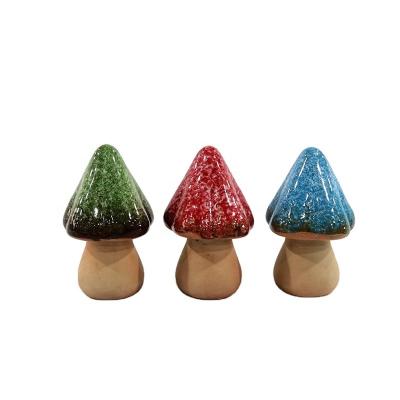 China Modern Mushroom Ceramic Decor Garden Decor Home Accessories Scatter Craft Ornaments Garden Decor Mushroom Ceramic Statue Shape Set 3pcs for sale