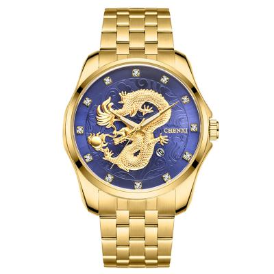 China CHENXI 8220 Automatic Date Luxury Men's Dragon Watches Stainless Steel Calendar Gold Business Quartz Watches For Men for sale