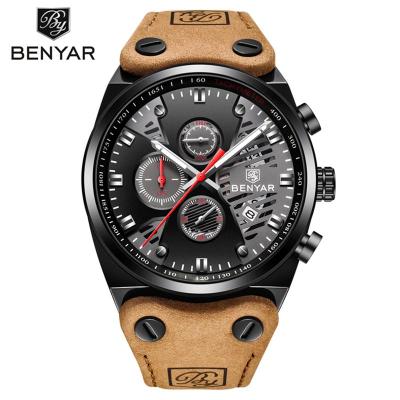 China Quality Automatic Chinese Leather Strap BENYAR 5110 Date Analog Quartz Most Popular Watches Luxury Brand for sale