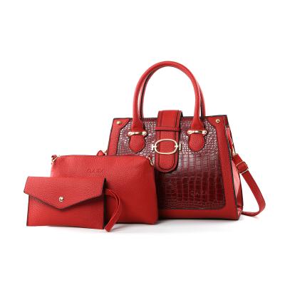 China LR09 Fashion Large Capacity Leather Ladies Tote Bag Purse Wallet Set 3 in 1 Set for sale