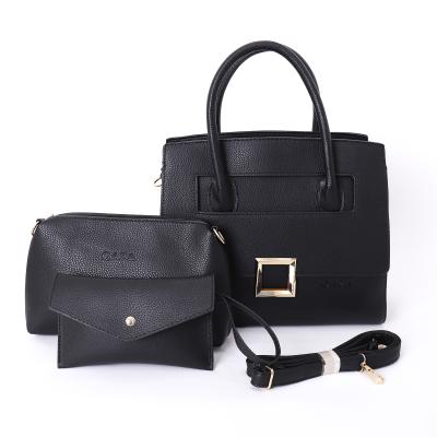 China LR112 Fashionable 3pcs Large Fashion Handbag Set Tote Bag Ladies Sellers Genuine Leather Handbags for sale