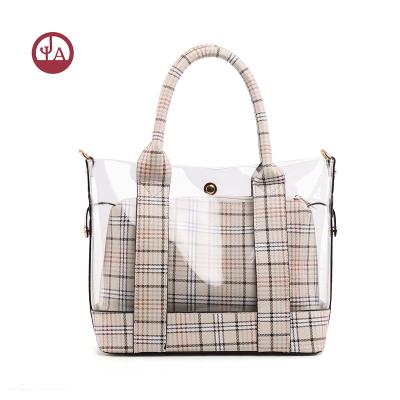 China Fashion new fashion CT001 2019 arrival cheap price good quality 2 in 1 PVC clear bag set/handbag set for sale