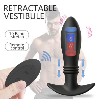 China 10 Modes Wahsiny Plug Prostate Vibration Telescopic Anal Massage Vibrator New Adult Products For Men And Women With Remote Control for sale