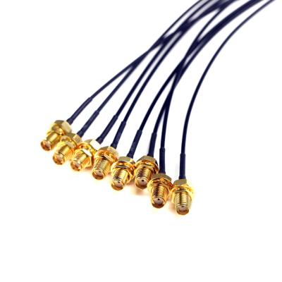 China Custom Telecom RF Cable Assemblies RP SMA Jack Straight Bulkhead Pigtail Cable Using RG402 for sale