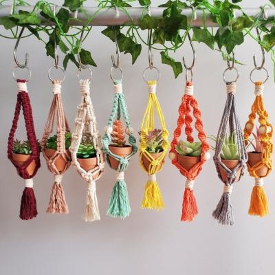 China Other Handmade Car Accessory Colorful Boho Cotton Macrame Hanger Rear View Hanging Diffuser for sale