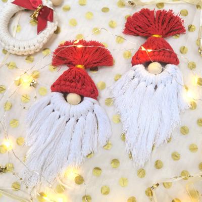 China Macrame Santa Claus Cotton Wood Handmade Kids Room Nordic Christmas Decor for sale