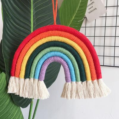 China 7 Piece Modern Nordic Home Style Children's Room Decoration Central Institute of Statistics Amazon Decoration Woven Rainbow Wall Hanging Decoration for sale