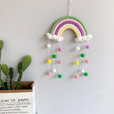 China CIS Modern Decoration Nordic Style Home Decoration Kids Room Hanging Woven Cloud Rainbow Wall Hanging Hanging Decoration for sale