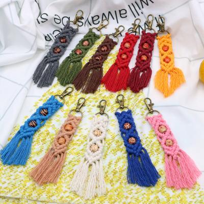 China Leisure Amazon Goods Source Cotton String Woven Border Cotton Color Woven Beads Wooden Color Woven Apparel Backpack GIFT PENDANT for sale