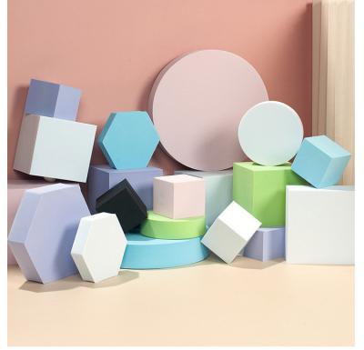 China Yiscaxia Solid Color 8 In 1 Geometric Cube Solid Props Different In Sizes Color Photography Photo Shooting Foam Table Background for sale