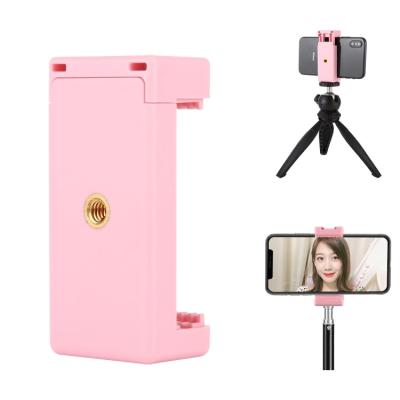 China Yiscaxia Selfie Sticks Tripod Mount Phone Plastic Clamp with 1/4 Inch Screw Holes and Cold Shoe Base (Pink) for sale