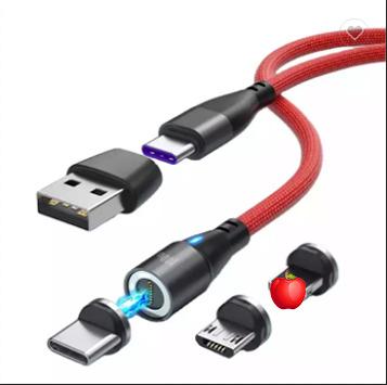 China Factory Eco-friendly 3 IN 1 Data Sync and 540 USB Cable Fast Charging Magnetic Cotton Braided Material Mobile Phone Data Cable f for sale