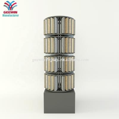 China Floor Marble Quartz Granite Mosaic Ceramic Tile Revolving Wooden Display Stand for sale