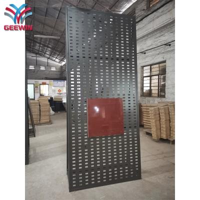 China Attract Customer Iron Metal Sliding Rack Floor Display Racks For Wall Ceramic Tiles Than Display Stand Showroom Tile Display Rack for sale