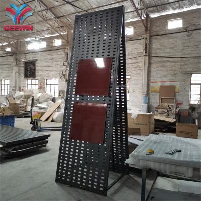 China Display Tiles Iron Metal Sliding Rack Floor Display Racks For Wall Ceramic Tiles Display Stand Showroom Tile Display Rack for sale