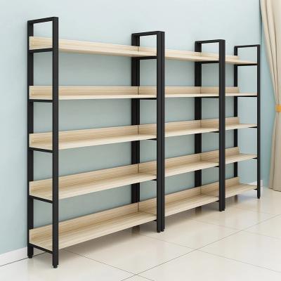 China Single Sided Hot Sale Wooden Metal Frame Shoe Display Wall Rack Display Store Design for sale