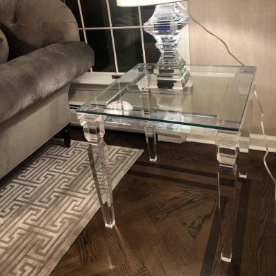 China Yaqi 2021 modern design factory price high quality modern acrylic side table lucite tea table living room bedroom bedside table for sale