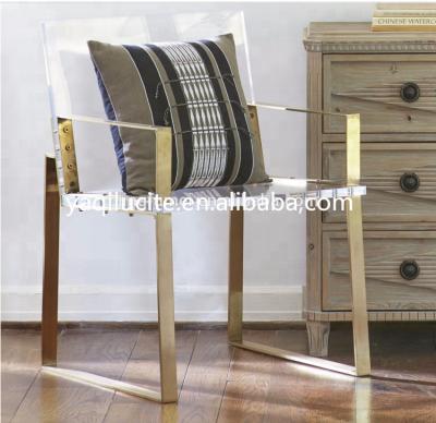 China Morden Minimalist Design Acrylic Furniture Bedroom Chairs With Brass Legs for sale