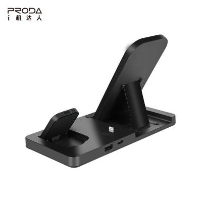 China PRODA Wireless Charging Stand 85 180 Degree Folding 4 in 1 Quick Charging Bracket 15W Wireless Charger Bracket QC Stand Phone Case Within 8mm for sale