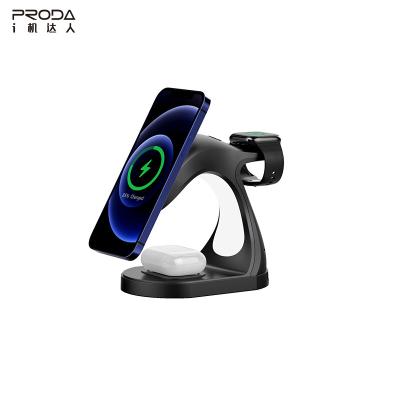 China Wireless Magnet Charging PRODA/AZEADA Dolphin 4 in 1 Magnet 15W Fast Wireless Charger PD-W9 3A QI Wireless Charging Stand for iPhone iWatch Airpods for sale