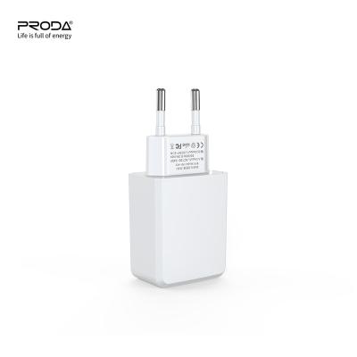 China Dual USB Ports PRODA Micro USB Dual Ports Wall Charger European Standard EU Plug Portable Charger For iPhone USB and Cable for sale