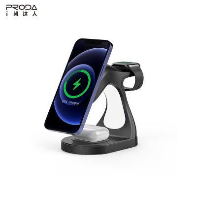 China Smart Watch PRODA 4-in-1Dolphin Magnet Mobile Phone Charging Wireless Charger Stand For Iphone Watch Earphone for sale