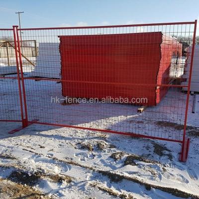 China Easily Assembled Portable Modular Temporary Coated Barrier Supplier 6*9.5' Canada High Temp Fence Yellow Powder / Red for sale