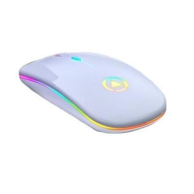 China Mini New Ultra-Thin Mini A2 Wireless Silent Mute LED Lights Rechargeable Colorful Computer Mouse for sale