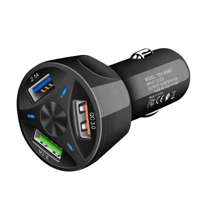 China 2020 High Quality Mobile Phone Car Charger 3 USB Ports 5V 3A QC3.0 Fast Car Fast Charger for sale