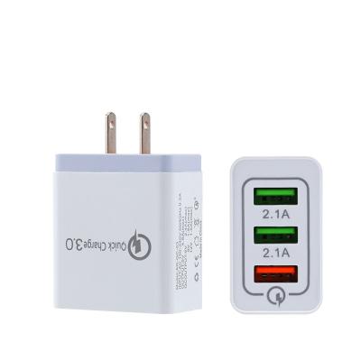 China Mobile Phone EU Plug US Plug 3 USB Ports Charging Adapter Phone Charger Quick QC 3.0 5v 3A Wall Charger for sale