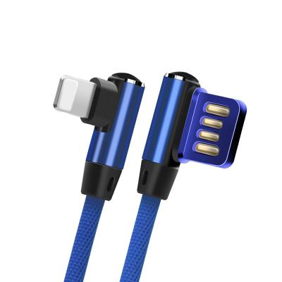 China Mobile Phone Innovation Right Angle 90 Degree Cloth Game Usb Cable Double Sided Plug for sale