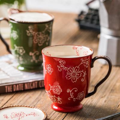 China Cherry Blossom Japanese Ceramic Mug Teacup Milk Coffee Cup Afternoon Tea Cup Office Water Viable Japanese Hand Painted Mug for sale