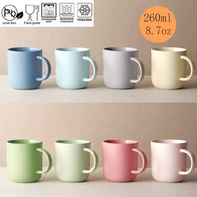 China Macaron simplicity style candy coffee afternoon tea milk ceramic mug viable color with handle for sale