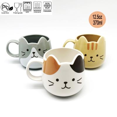 China Hot Selling 3 Color Viable Cute Ceramic 3D Mugs 370ml Lovely for sale