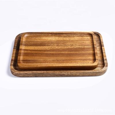 China Acacia Wooden Serving Trays Japanese Home Wooden Dinner Plate Rectangular Coffee Tea Tray With Custom LOGO for sale