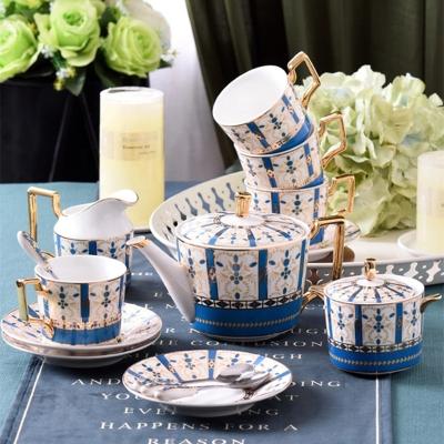 China 15pcs Viable Luxury Afternoon Teapot Set Nordic Ceramic Coffee Mug Cup With Saucer Gift Tea Set For 6 Person for sale