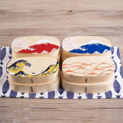 China Japanese Reusable Biodegradable Lunch Box Bento Box Kids Leakproof Double-Deck Wooden Bento Wood Box for sale