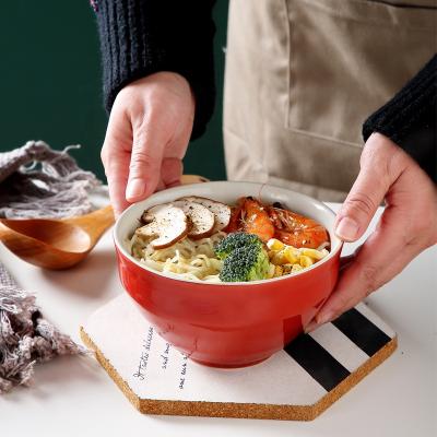 China Viable Japanese Simple Ceramic Noodle Bowl Tableware Rice Bowl Porcelain Ceramic Soup Bowl for sale