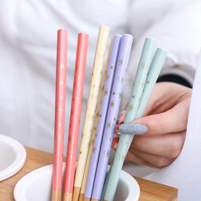 China Viable Japanese Flower Broken Heat Transfer 22.5cm Headed Wooden Chopsticks Custom Wooden Sushi Chopsticks for sale