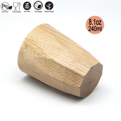 China Viable Wooden 240ml Matte Natural Lacquer Wine Cups Customized Logo for sale