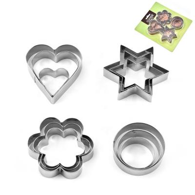 China Viable Stainless Steel Cake Cutter Set Cookie Cutter Heart Cookie Cutter Stainless Steel 12pcs Baking Tool for sale