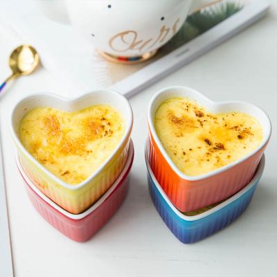 China Oven Baking Tools Pan Small Microwave Baking Dish Cake Baking Pan Heart Cake Mold Viable Modern Ceramic Egg Tart Soufflé Bowl for sale