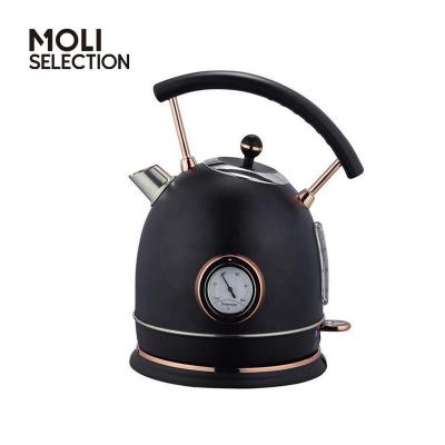 China Retro Hot Selling 360 Degree Low Rotation Cordless Electric Kettle Kettle With Temperature Watch Stainless Steel Classic Electric Kettle for sale