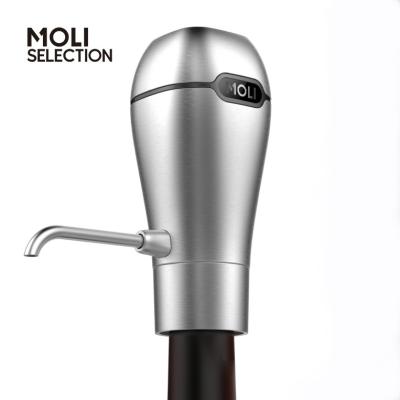 China Modern Electric Aluminum Alloy Metal Pick Moli Dispenser Wine Aerator Rechargeable Electric Decanter for sale